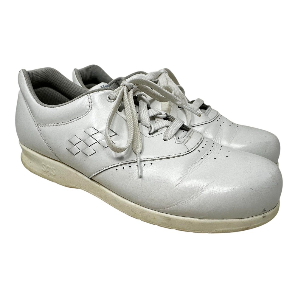 SAS Free Time White Leather Lace Up Comfort Walking Shoes Women Size 9 N Grandma